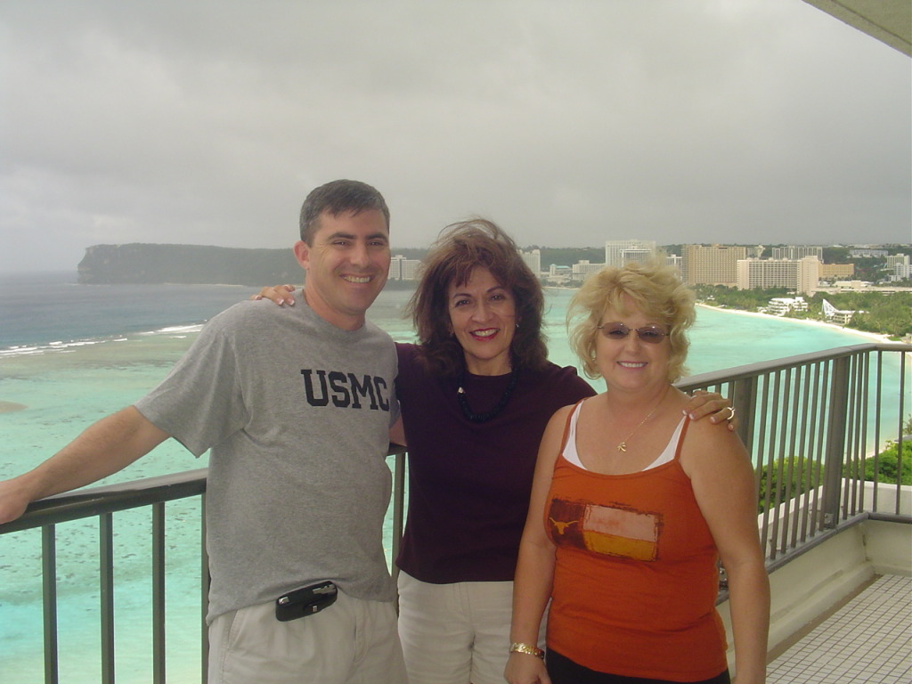 2015/08(August)/ERM-Maryan-Ro-retirement-party-in-Denver/Rocchi-Retirement-Pics/1024x768_Jason Ehlert, Lydia Starry, and Belinda Miller at hotel overlooking Tumon Bay.JPG